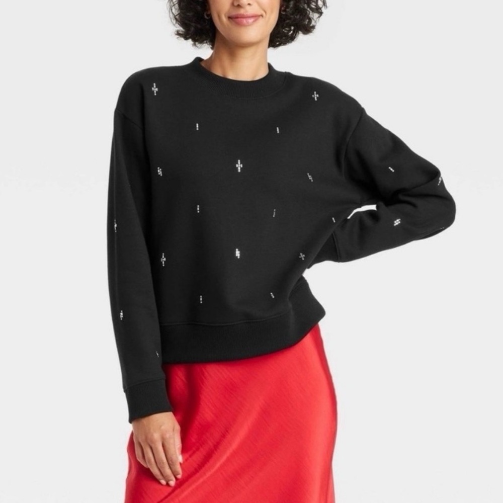 A new day embellished crewneck sweatshirt